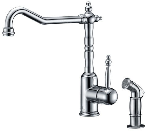 ANZZI Locke Single-Handle Standard Kitchen Faucet with Side Sprayer in Polished Chrome