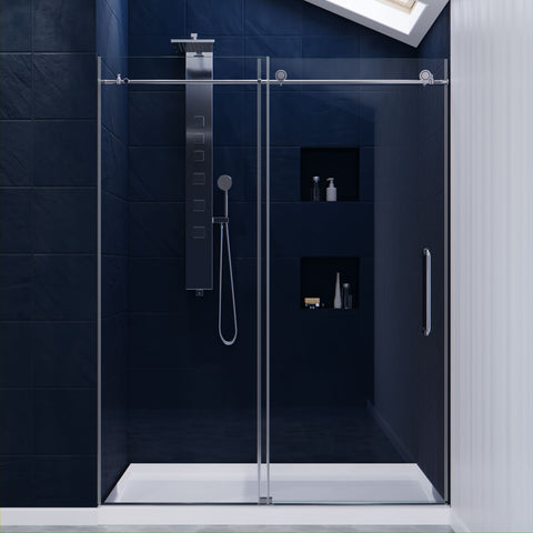 ANZZI Leon Series 60 in. by 76 in. Frameless Sliding Shower Door with Handle