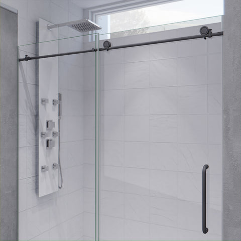 ANZZI Leon Series 60 in. by 76 in. Frameless Sliding Shower Door with Handle