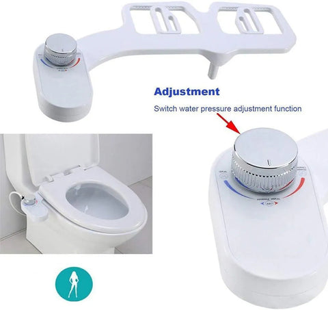 Bidet -  Fresh Water Dual Spray Kit - Non Electric - Toilet Seat Attachment - Cold Wash