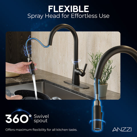 Modern 16 in. 1-Handle Touchless Pull-Down Kitchen Faucet in Matte Black with Motion Sensor and Dual Spray Modes