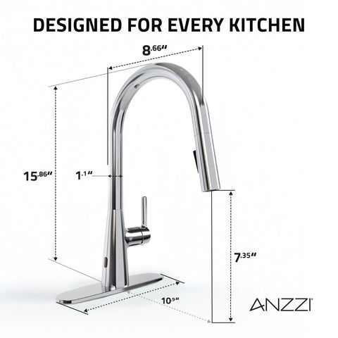 Modern Touchless Polished Chrome Pull-Down Kitchen Faucet