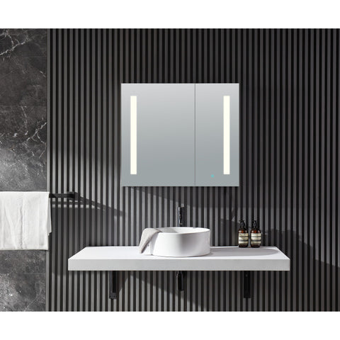 ANZZI Ether 28 in. x 32 in. Frameless LED Mirror Bathroom Cabinet