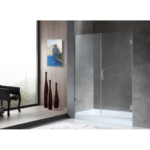 SD-AZ07-01BN - ANZZI Consort Series 60 in. by 72 in. Frameless Hinged Alcove Shower Door in Brushed Nickel with Handle