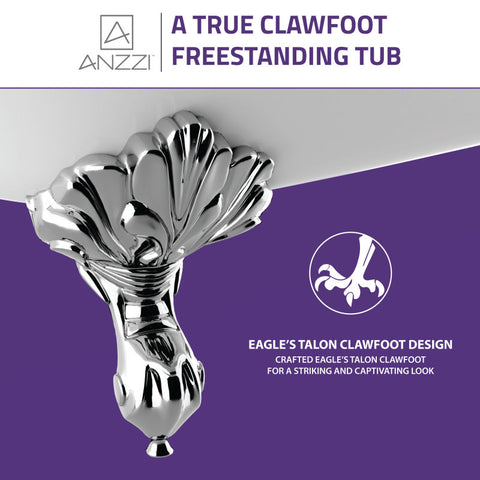 ANZZI 69.29” Belissima Double Slipper Acrylic Claw Foot Tub
