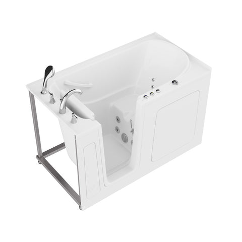 AMZ3260LWH - ANZZI 32 in. x 60 in. Left Drain Quick Fill Walk-In Whirlpool Tub with Powered Fast Drain in White
