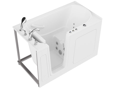 ANZZI 32 in. x 60 in. Left Drain Quick Fill Walk-In Whirlpool Tub with Powered Fast Drain in White