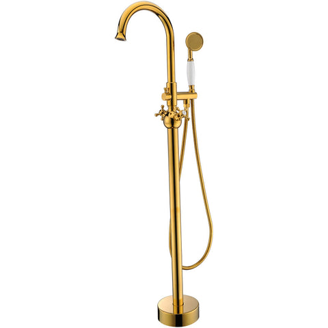FS-AZ0061RG - ANZZI Bridal 3-Handle Claw Foot Tub Faucet with Hand Shower in Gold