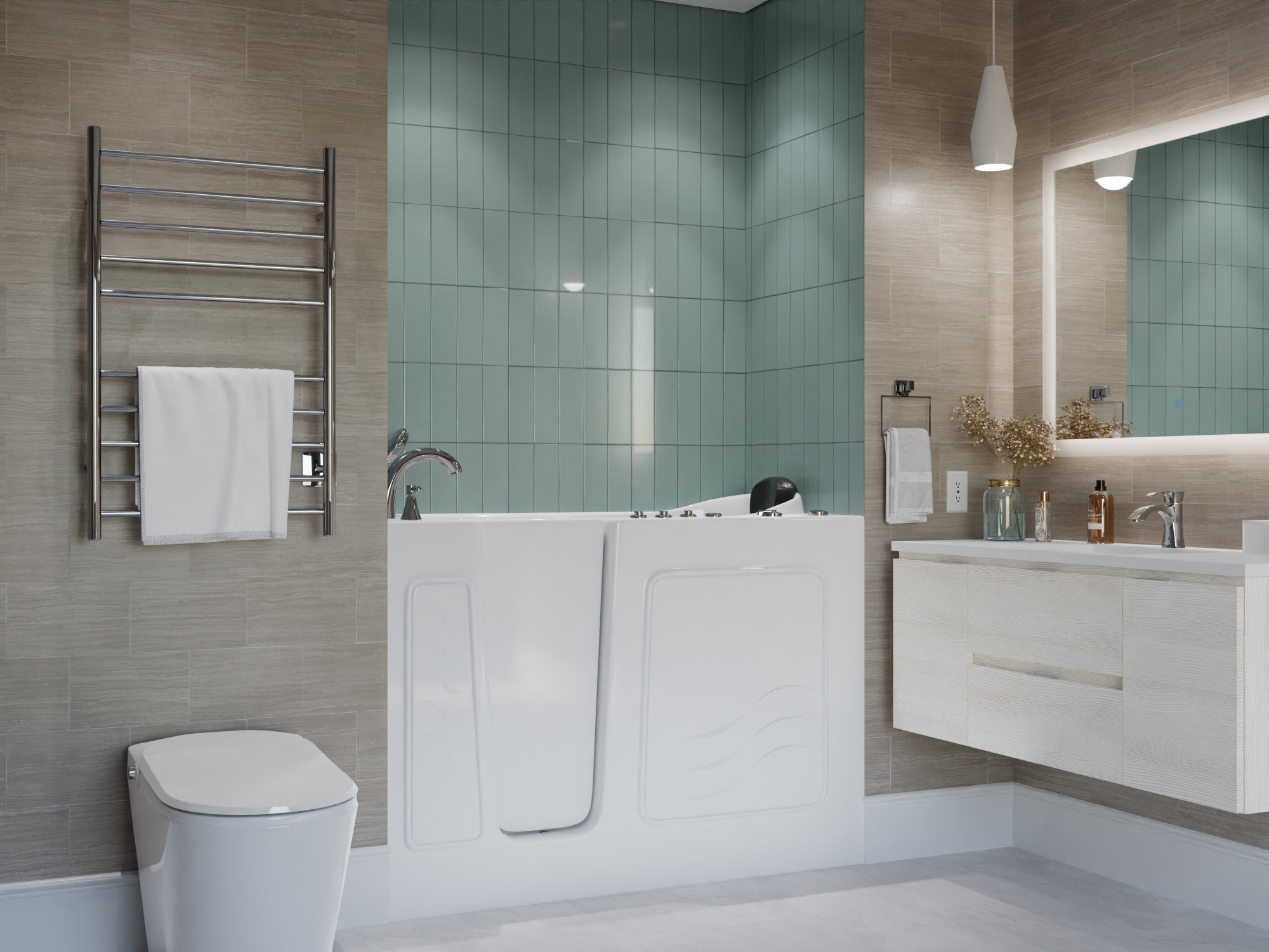 AMZ5326LWD - ANZZI 53 - 60 in. x 26 in. Left Drain Air and