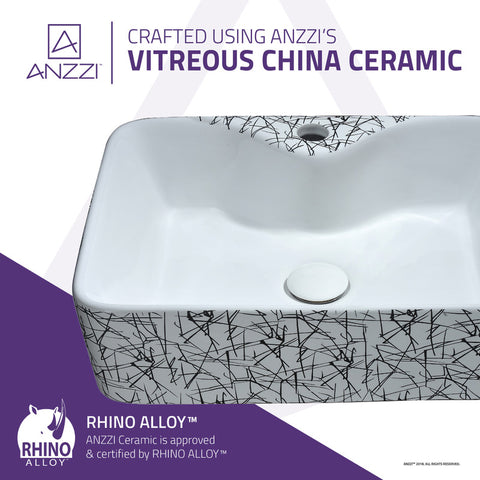 ANZZI Belgian Stitch Series Ceramic Vessel Sink in Grey