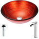 LSAZ057-097B - ANZZI Echo Series Deco-Glass Vessel Sink in Lustrous Red with Key Faucet in Brushed Nickel