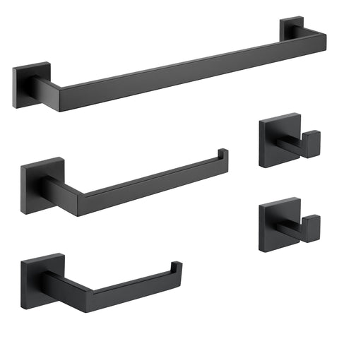 ANZZI 5-Piece Matte Black Bathroom Accessories Set