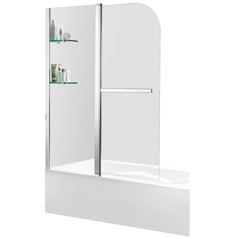 ANZZI 60 in. L x 32 in. W x 79 in. H Left Drain White Rectangular Tub with Frameless Tub Door in Brushed Nickel Finish