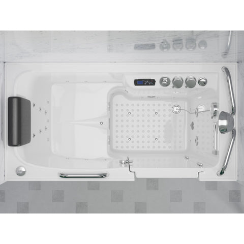 2753FLWR - ANZZI Right Drain FULLY LOADED Walk-in Bathtub with Air Jets and Whirlpool Massage Jets Hot Tub | Quick Fill Waterfall Tub Filler with 6 Setting Handheld Shower Sprayer | Including Aromatherapy, LED Lights, V-Shaped Back Jets, and Auto Drain | 2753FLWR