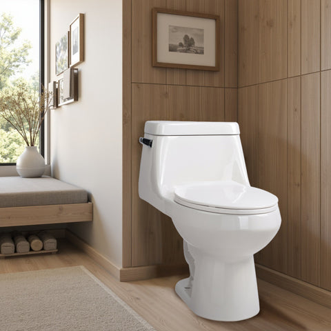 T1-AZ058 - ANZZI Zeus Series 12 in. Closed Coupled 1.28 GPF Single Flush Elongated Toilet in Glossy White Finish with Soft Close Seat