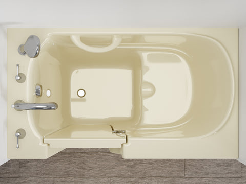 26 in. x 46 in. Left Drain Quick Fill Walk-In Soaking Tub in Biscuit