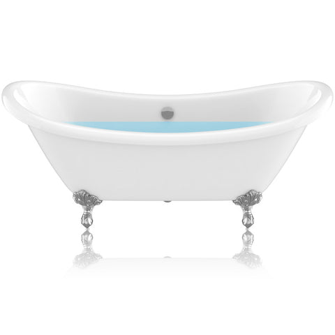 FT-CF130FAFT-CH - ANZZI 69.29” Belissima Double Slipper Acrylic Claw Foot Tub in White