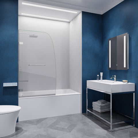 34 in. by 56 in. Frameless Hinged Tub Door in Chrome