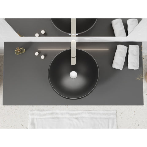 LS-AZ905MB - ANZZI Amalfi Round Glass Vessel Bathroom Sink with Matte Black Finish