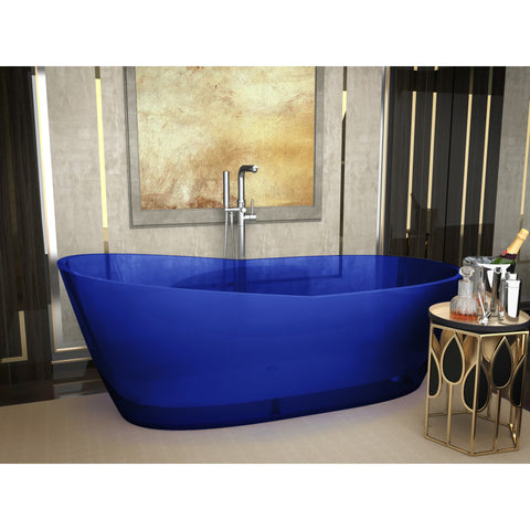FT-AZ521-BL - ANZZI Ember 5.4 ft. Solid Surface Center Drain Freestanding Bathtub in Regal Blue