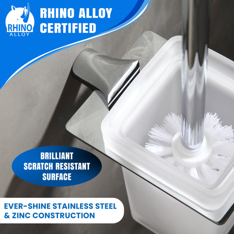 ANZZI Essence Toilet Brush Holder, Wall Mounted, RHINO ALLOY Certified Stainless Steel & Zinc, Brush Included, Scratch Resistant Surface, Multiple Finishes