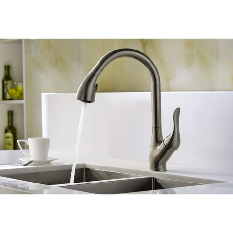 KF-AZ031BN - ANZZI Accent Series Single-Handle Pull-Down Sprayer Kitchen Faucet in Brushed Nickel
