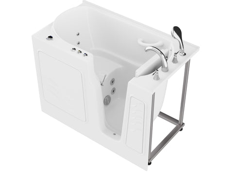 ANZZI Coupe Series 29 in. x 52 in. Right Drain Quick Fill Walk-In Whirlpool Tub with Powered Fast Drain in White