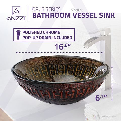 ANZZI Opus Series Deco-Glass Vessel Sink in Lustrous Brown