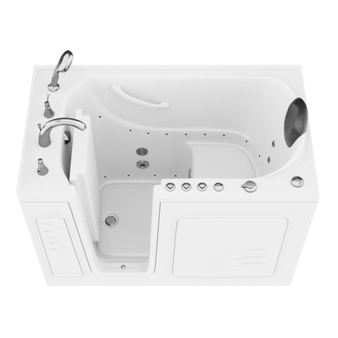 AMZ3053LWD - ANZZI 30 in. x 53 in. Left Drain Quick Fill Walk-In Whirlpool and Air Tub with Powered Fast Drain in White