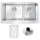 Elysian Farmhouse 33 in. Double Bowl Kitchen Sink with Sails Faucet
