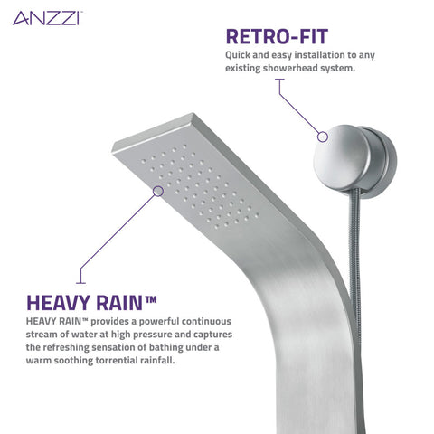 Aura 2-Jetted Shower Panel with Heavy Rain Shower & Spray Wand
