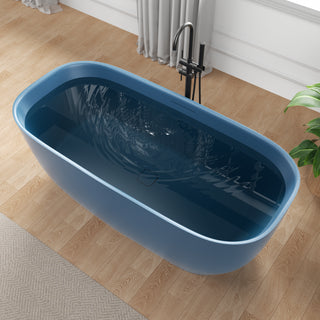 67 in. x 32 in. Rectangle Freestanding Stone Resin Deep Soaking Flat-Bottom Bathtub with Center Drain