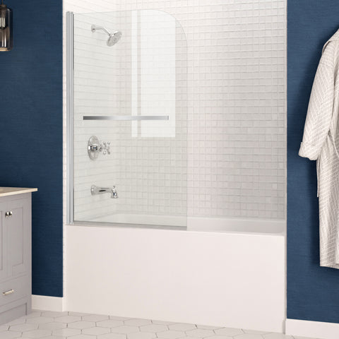 ANZZI 60 in. L x 30 in. W x 79 in. H Right Drain White Rectangular Tub with Frameless Tub Door in Polished Chrome Finish