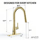 Modern Touchless Satin Brass Pull-Down Kitchen Faucet