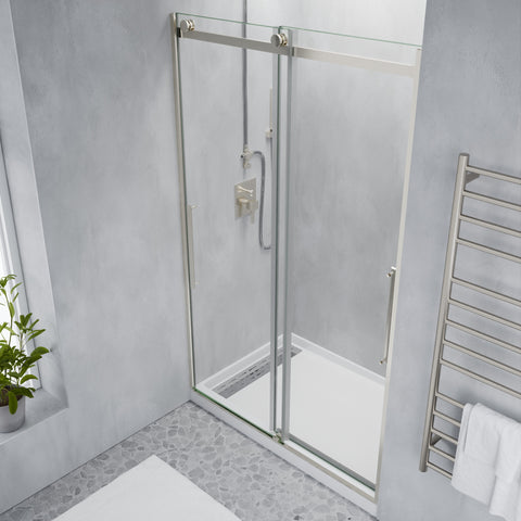 ANZZI Stellar Series 60 in. x 76 in. Frameless Sliding Shower Door with Handle