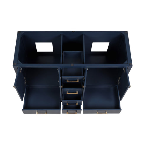 VY-CA006022-NBT - ANZZI Chateau 60 in. W x 22 in. D Bathroom Vanity in Navy Blue with Carrara White Marble Top
