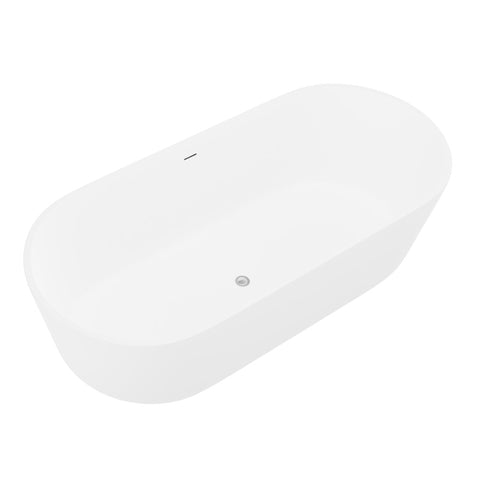 ANZZI Sabbia 5.9 ft. Solid Surface Center Drain Freestanding Bathtub in Matte White