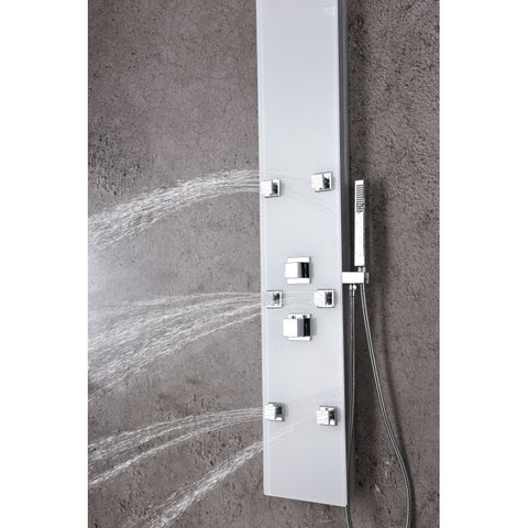 ANZZI Rhaus 60 in. 6-Jetted Full Body Shower Panel with Heavy Rain Shower and Spray Wand in White