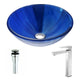 LSAZ051-096B - ANZZI Meno Series Deco-Glass Vessel Sink in Lustrous Blue with Enti Faucet in Brushed Nickel