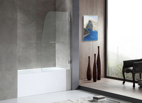 60 in. L x 30 in. W x 79 in. H Right Drain White Rectangular Tub with Frameless Hinged Tub Door in Brushed Nickel Finish