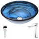 LSAZ048-096 - ANZZI Soave Series Deco-Glass Vessel Sink in Sapphire Wisp with Enti Faucet in Chrome