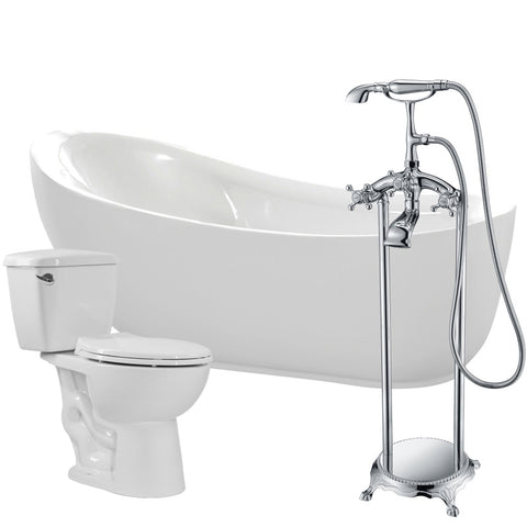 FTAZ090-52C-63 - ANZZI Talyah 71 in. Acrylic Soaking Bathtub with Tugela Faucet and Cavalier 1.28 GPF Toilet