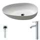 LSAZ606-041 - ANZZI Trident 1-Piece Solid Surface Vessel Sink in Matte White with Fann Faucet in Chrome