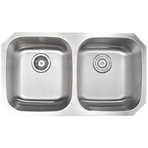 MOORE Undermount 32 in. Double Bowl Kitchen Sink with Opus Faucet
