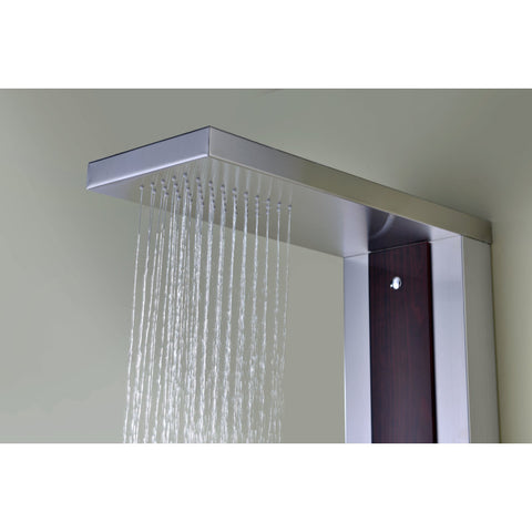ANZZI Kiki 59 in. 6-Jetted Shower Panel with Heavy Rain Shower and Spray Wand in Mahogany Deco-Glass