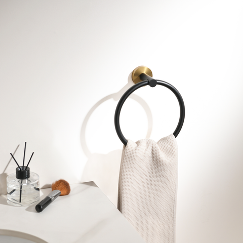 ANZZI 4-Piece Matte Black & Satin Brass Bathroom Accessories Set