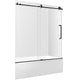 ANZZI 60 in. L x 30 in. W x 83 in. H Right Drain White Rectangular Tub with Frameless Sliding Tub Door in Matte Black Finish