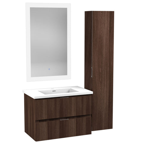 VT-MR3SCCT30-DB - 30 in. W x 20 in. H x 18 in. D Bath Vanity Set in Dark Brown with Vanity Top in White with White Basin and Mirror