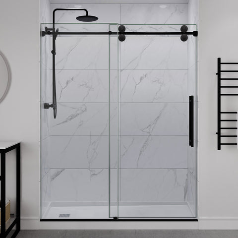 ANZZI Series Frameless Shower Door with Sliding in Brushed Gold with Tsunami Guard Tempered Clear Glass