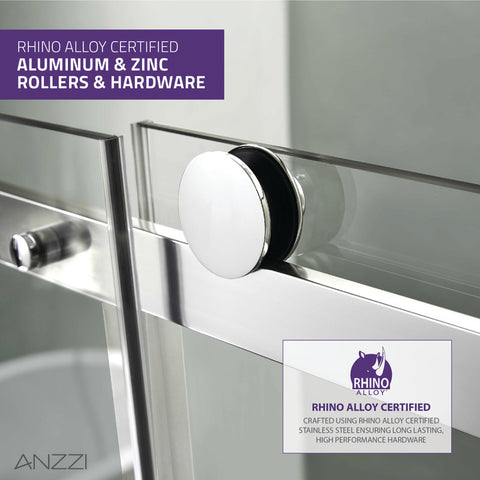 ANZZI Rhodes Series 60 in. x 76 in. Frameless Sliding Shower Door with Handle